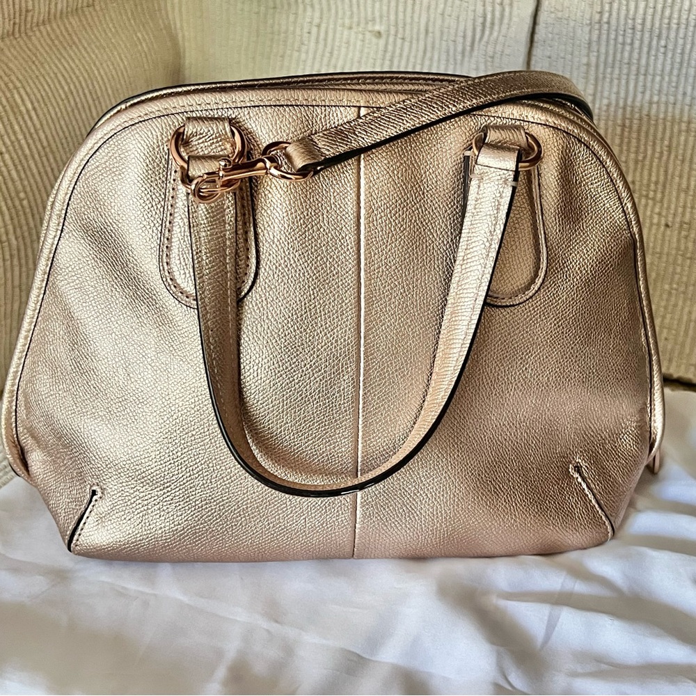 Coach Bag Rose Gold Metallic Leather Prince Street Satchel - Picture 5 of 17